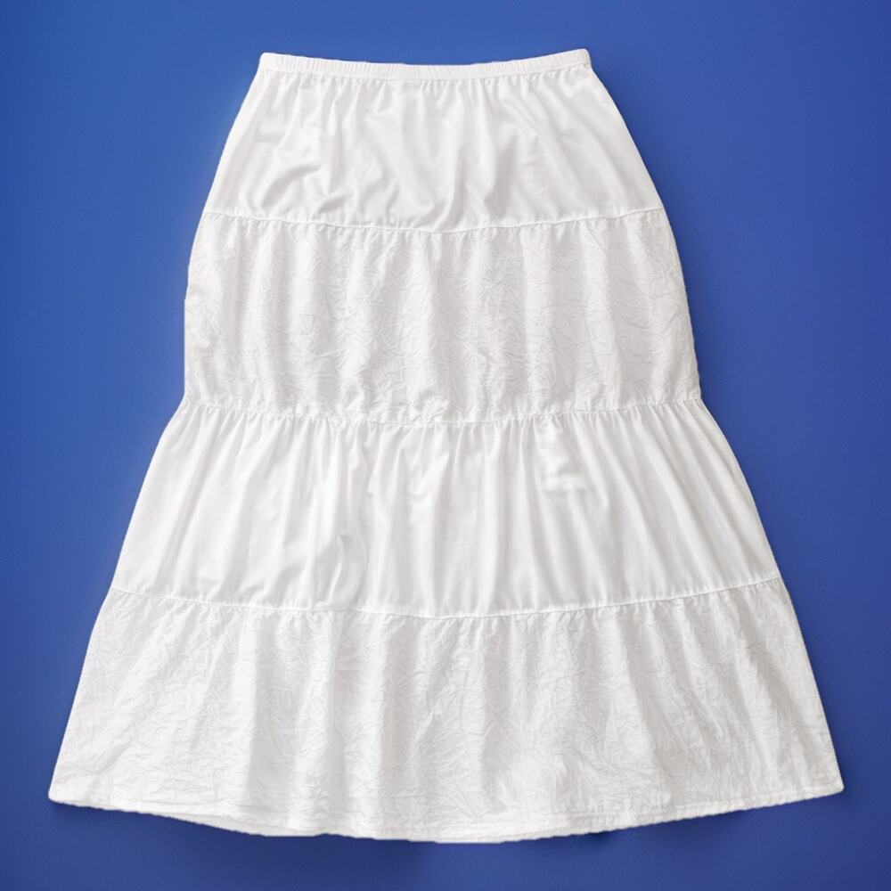 Avenue Women’s Plus Size 18/20 White Tiered Maxi Skirt Stretch Boho